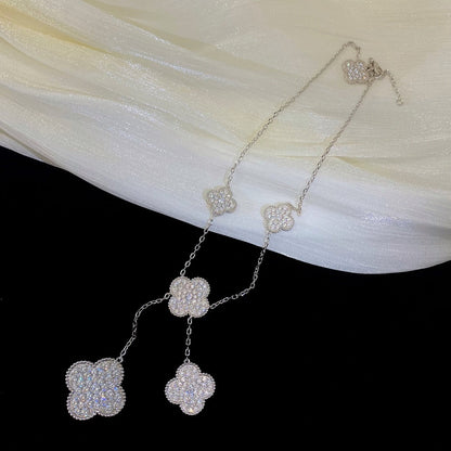 [Echo Fine ]CLOVER 5 MOTIFS SILVER DIAMONDS NECKLACE