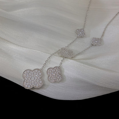 [Echo Fine ]CLOVER 5 MOTIFS SILVER DIAMONDS NECKLACE