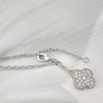 [Echo Fine ]CLOVER 5 MOTIFS SILVER DIAMONDS NECKLACE