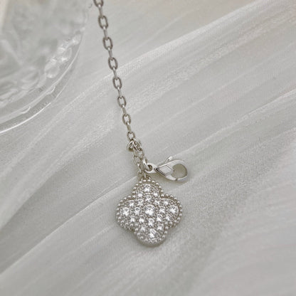 [Echo Fine ]CLOVER 5 MOTIFS SILVER DIAMONDS NECKLACE