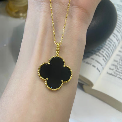 [Echo Fine ]CLOVER 25MM NECKLACE GOLD ONYX