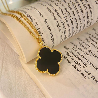 [Echo Fine ]CLOVER 25MM NECKLACE GOLD ONYX