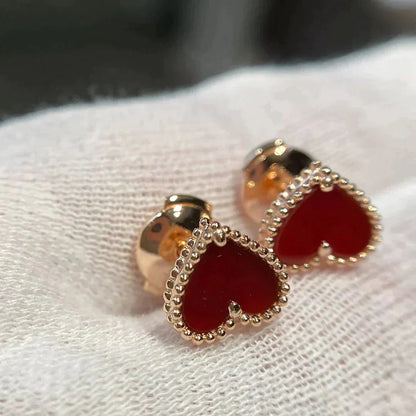 [Echo Fine ]HEART CARNELIAN STUD EARRINGS