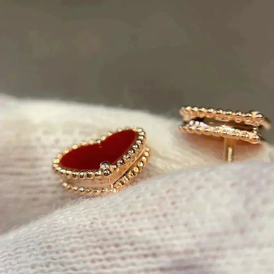 [Echo Fine ]HEART CARNELIAN STUD EARRINGS