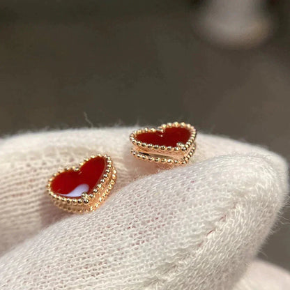 [Echo Fine ]HEART CARNELIAN STUD EARRINGS