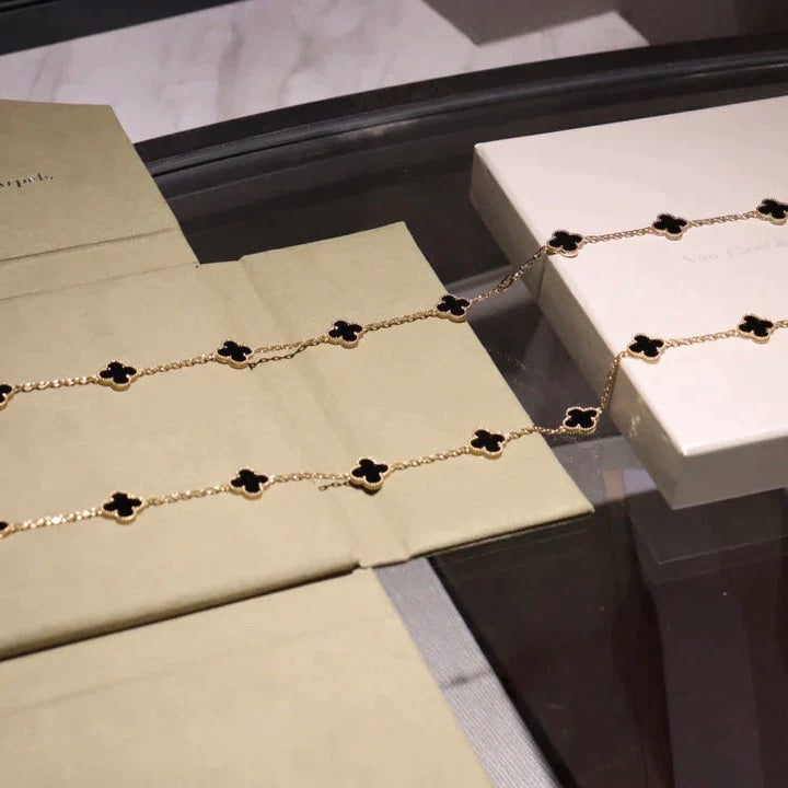 [Echo Fine ]CLOVER 20 MOTIFS ONYX NECKLACE