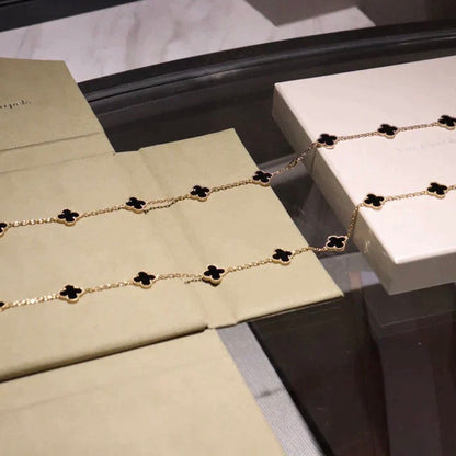 [Echo Fine ]CLOVER 20 MOTIFS ONYX NECKLACE