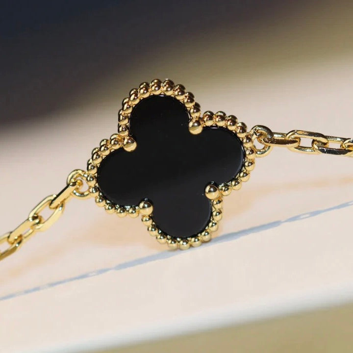[Echo Fine ]CLOVER 20 MOTIFS ONYX NECKLACE