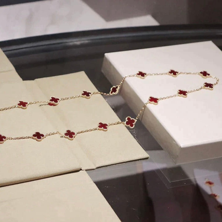[Echo Fine ]CLOVER 20 MOTIFS CARNELIAN NECKLACE