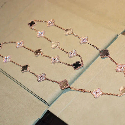 [Echo Fine ]CLOVER 20 MOTIFS DARK MOP DIAMOND  NECKLACE