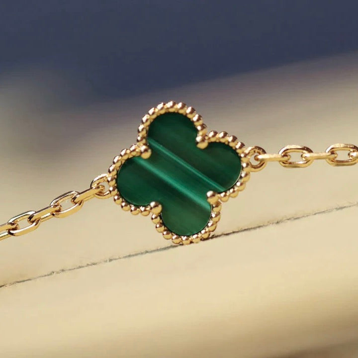[Echo Fine ]CLOVER 20 MOTIFS MALACHITE DIAMOND NECKLACE