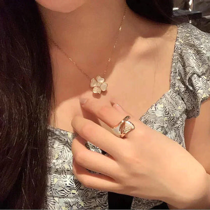 [Echo Fine ]CLOVER MOP DIAMOND ROSE GOLD NECKLACE