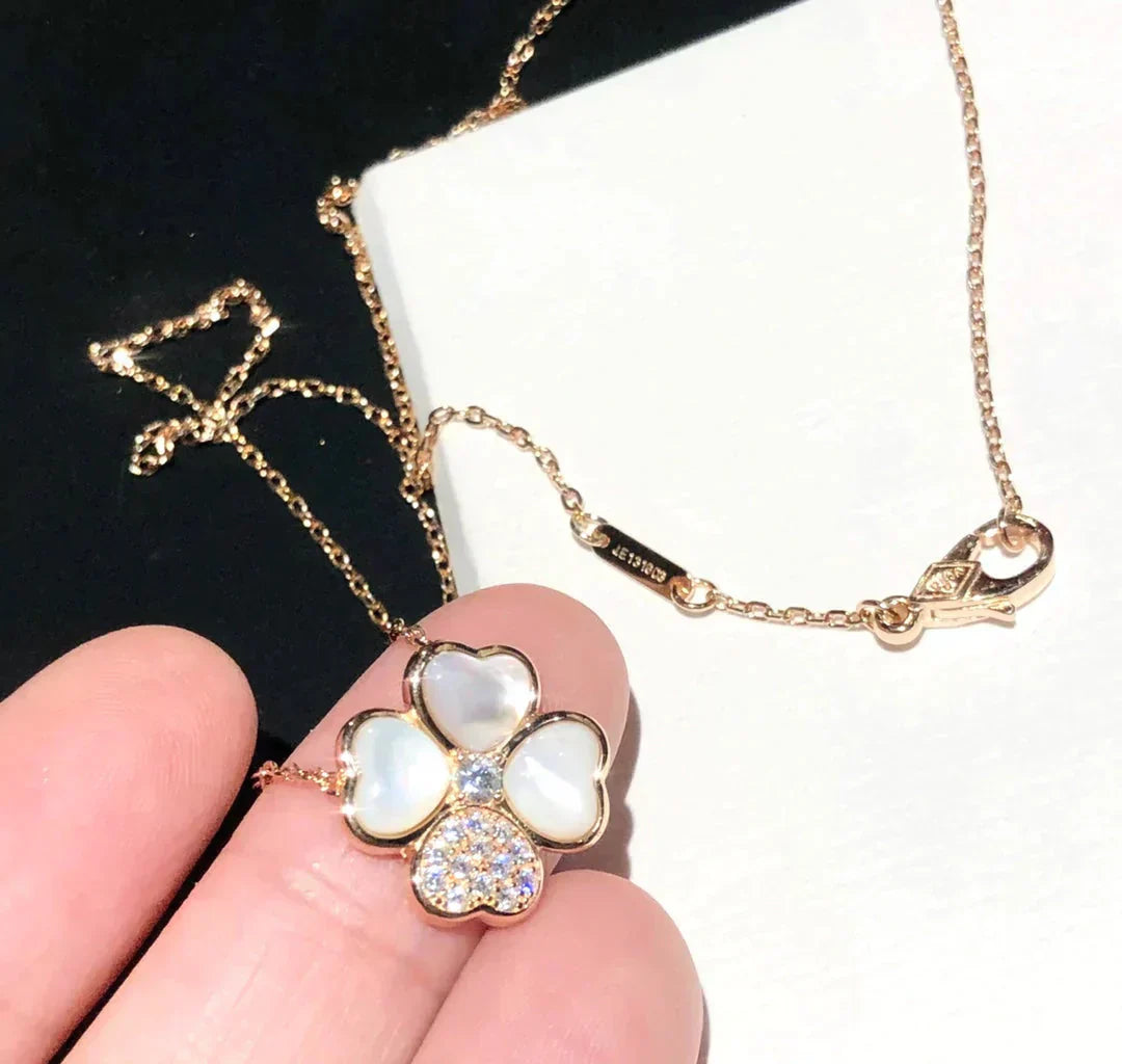 [Echo Fine ]CLOVER MOP DIAMOND ROSE GOLD NECKLACE