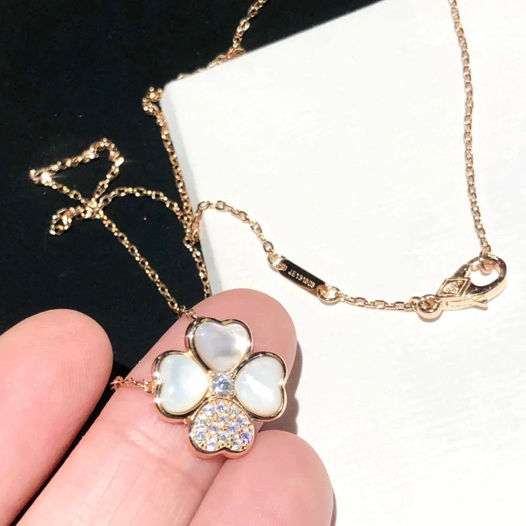 [Echo Fine ]CLOVER MOP DIAMOND ROSE GOLD NECKLACE