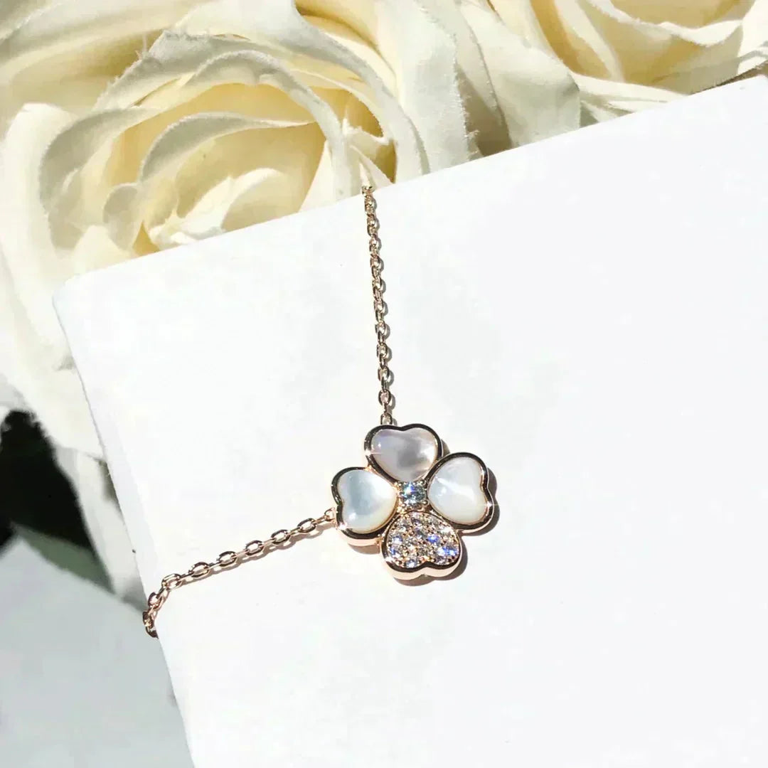 [Echo Fine ]CLOVER MOP DIAMOND ROSE GOLD NECKLACE