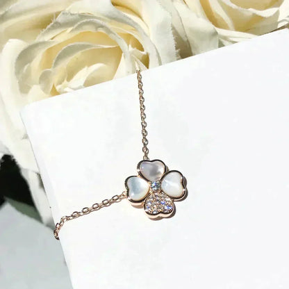 [Echo Fine ]CLOVER MOP DIAMOND ROSE GOLD NECKLACE