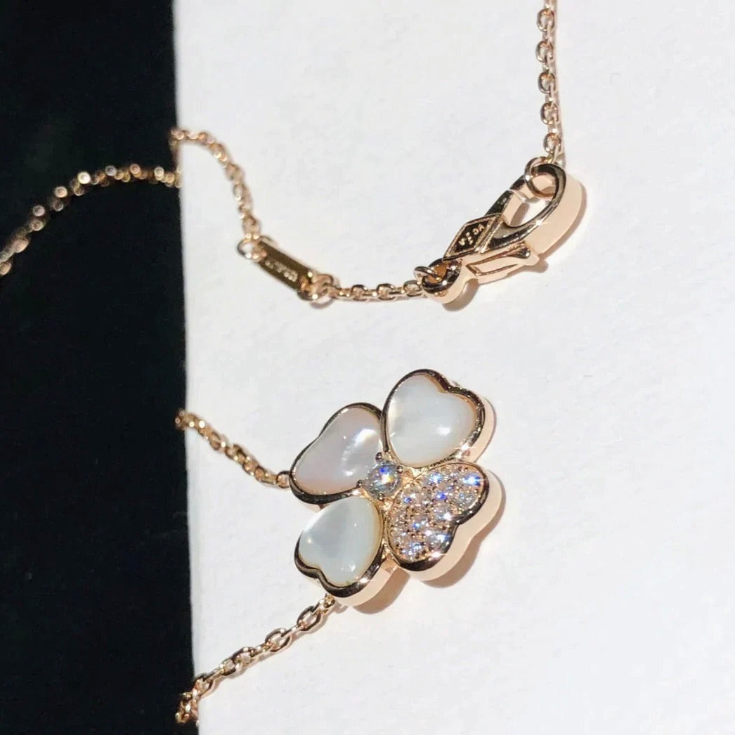 [Echo Fine ]CLOVER MOP DIAMOND ROSE GOLD NECKLACE