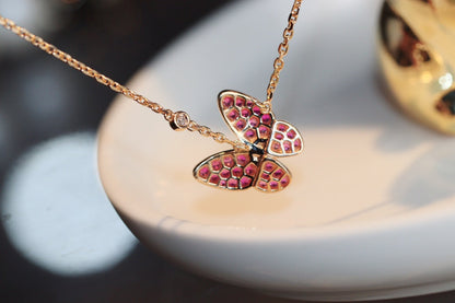 [Echo Fine ]BUTTERFLY RED DIAMOND ROSE GOLD NECKLACE