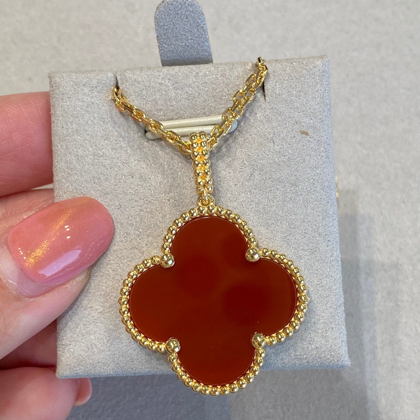 [Echo Fine ]CLOVER 25MM NECKLACE GOLD CARNELIAN