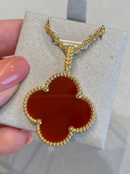 [Echo Fine ]CLOVER 25MM NECKLACE GOLD CARNELIAN