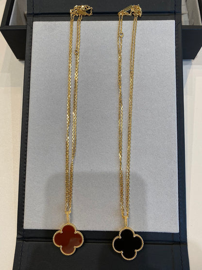 [Echo Fine ]CLOVER 25MM NECKLACE GOLD CARNELIAN
