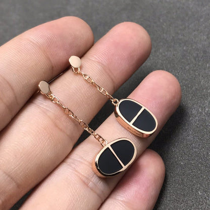 [Echo Fine ]CHAINE VERSO BLACK CERAMIC SILVER EARRINGS