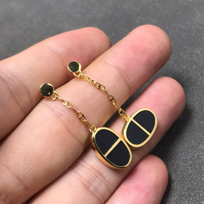 [Echo Fine ]CHAINE VERSO BLACK CERAMIC SILVER EARRINGS