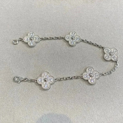[Echo Fine ]CLOVER 5 MOTIFS  DIAMOND BRACELET SILVER