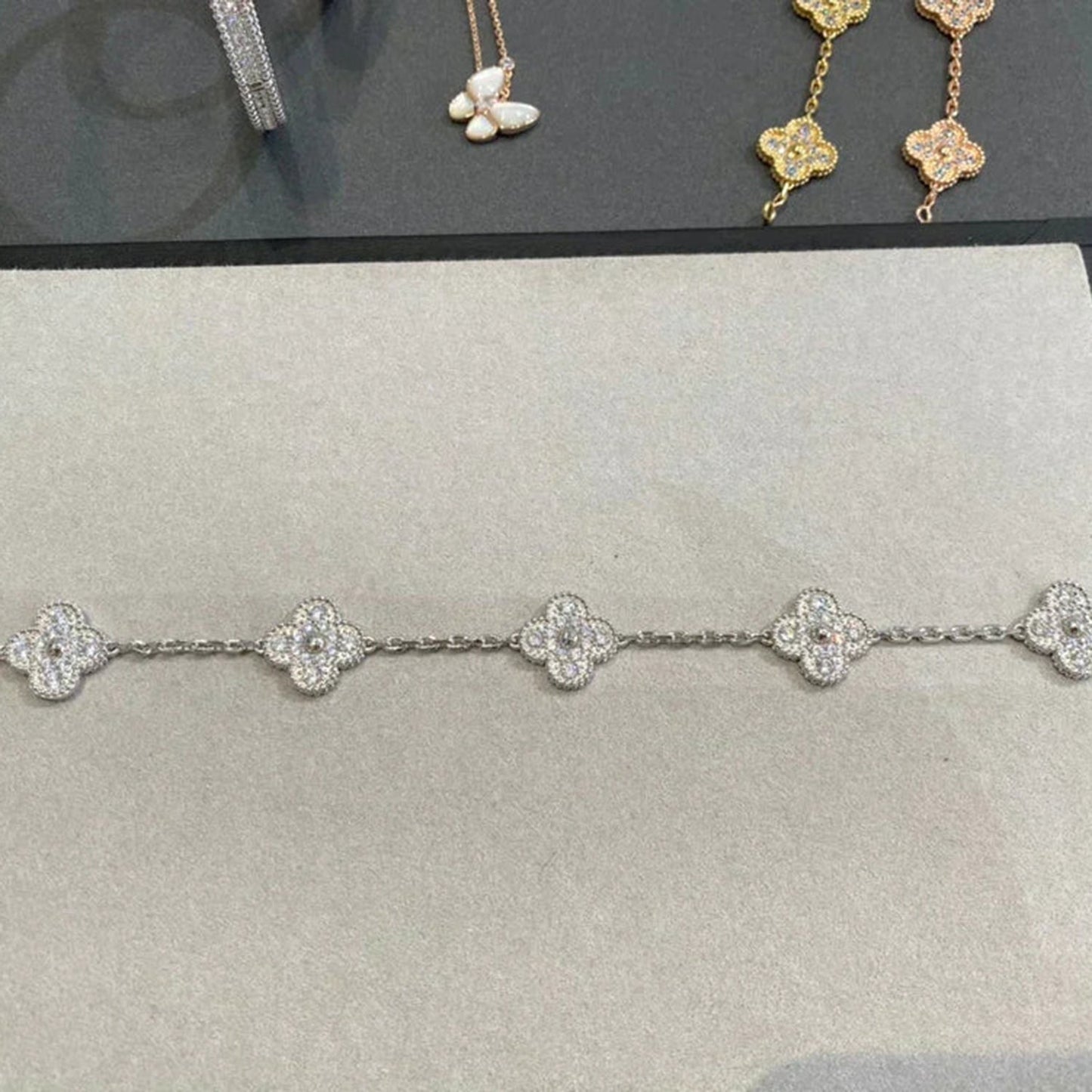 [Echo Fine ]CLOVER 5 MOTIFS  DIAMOND BRACELET SILVER