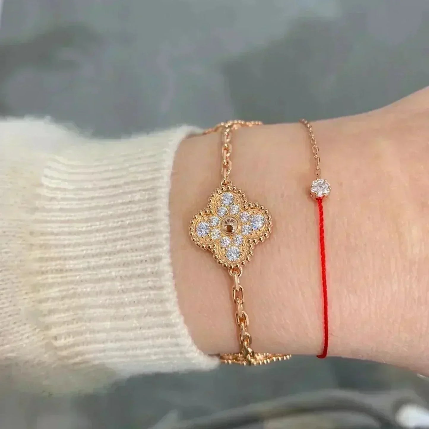 [Echo Fine ]CLOVER 5 MOTIFS  FULL DIAMOND BRACELET