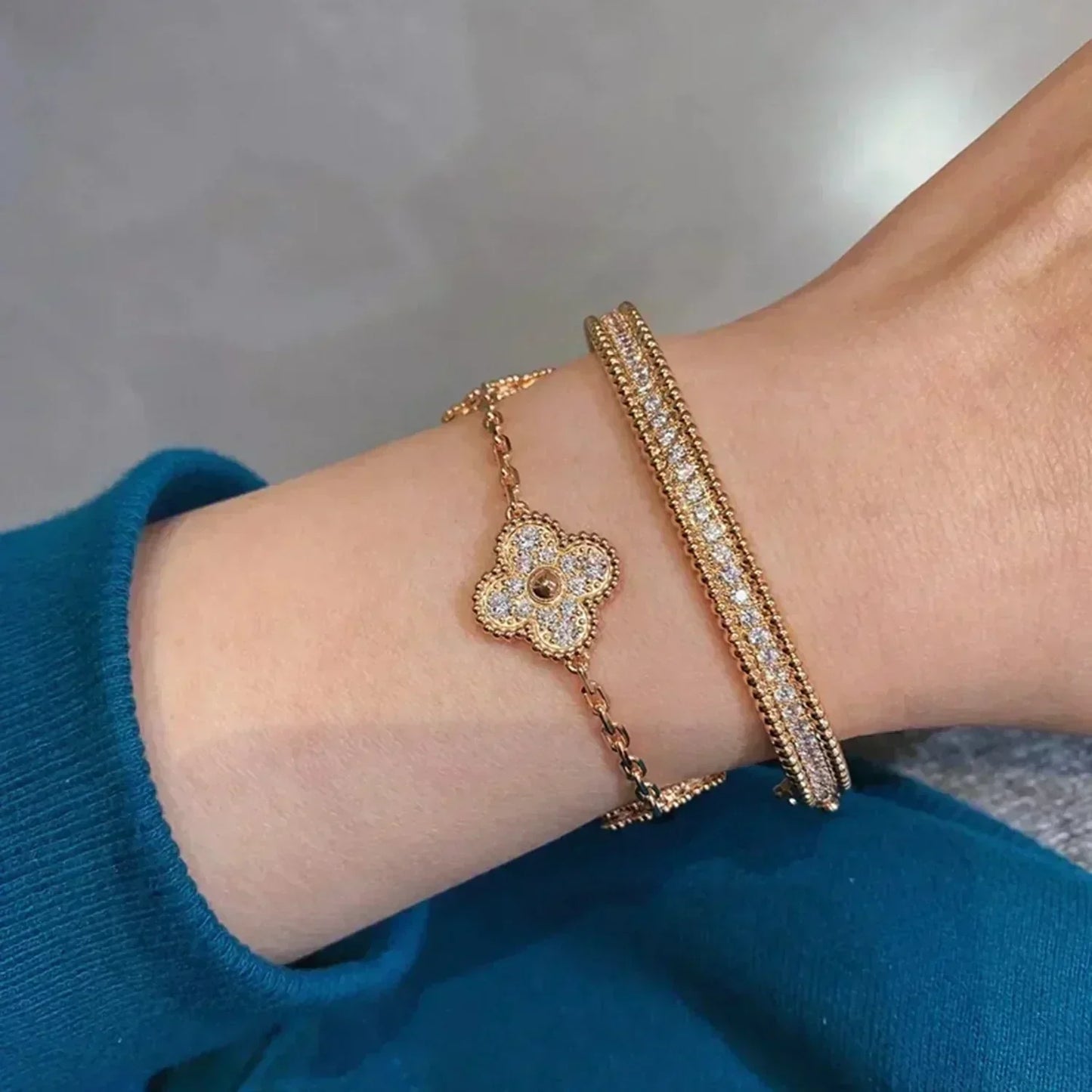 [Echo Fine ]CLOVER 5 MOTIFS  FULL DIAMOND BRACELET