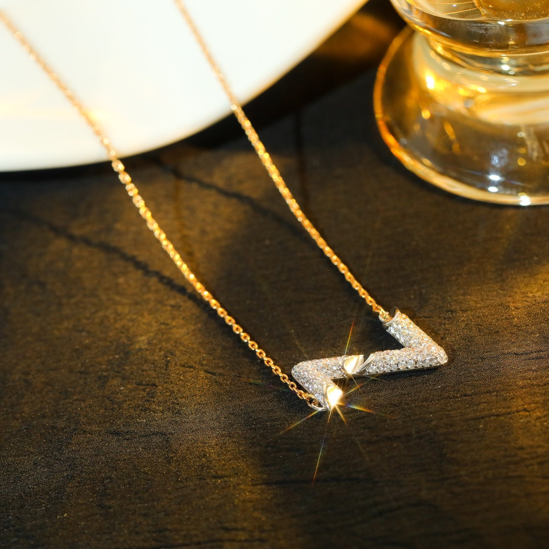 [Echo Fine ]VOLT SILVER DIAMOND PEDANT NECKLACE