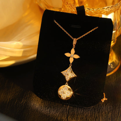 [Echo Fine ]STAR AND SUN DIAMOND PINK GOLD NECKLACE