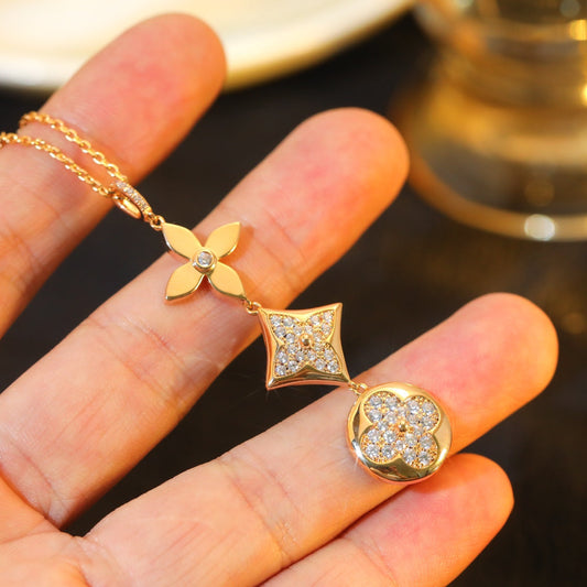 [Echo Fine ]STAR AND SUN DIAMOND PINK GOLD NECKLACE