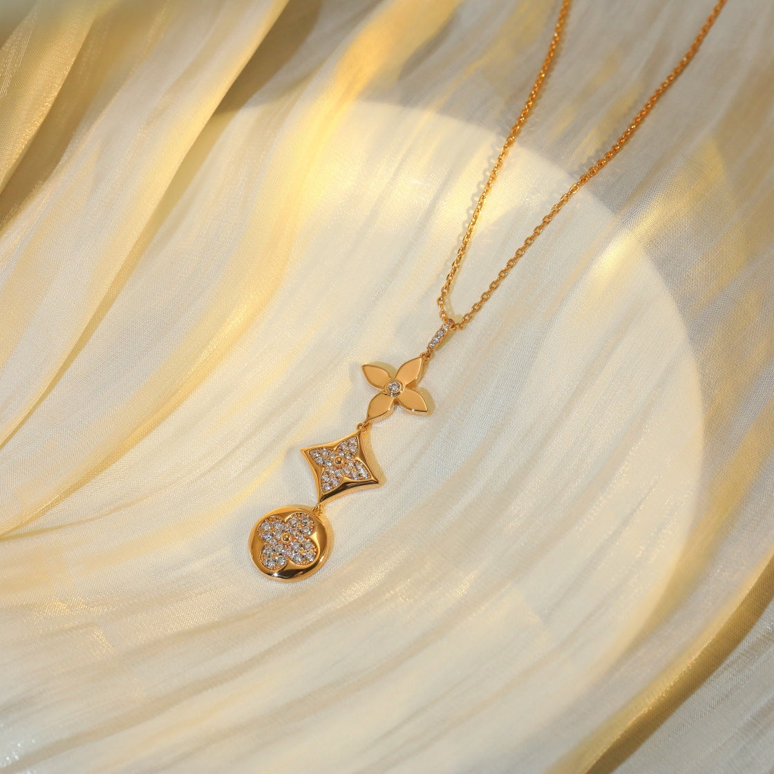 [Echo Fine ]STAR AND SUN DIAMOND PINK GOLD NECKLACE
