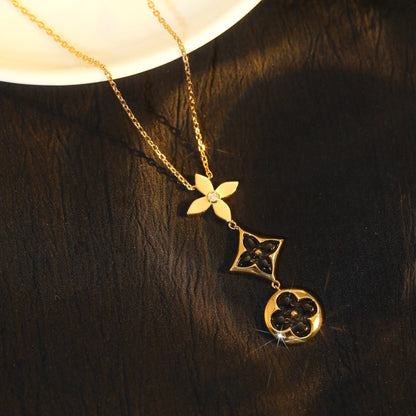 [Echo Fine ]STAR AND SUN ONYX PINK GOLD NECKLACE