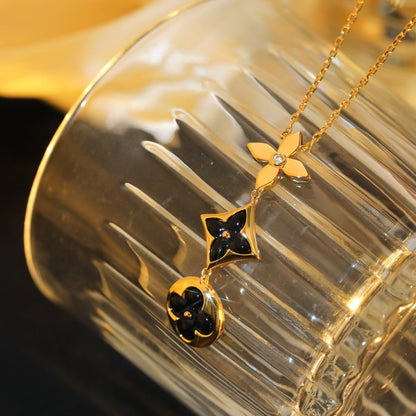 [Echo Fine ]STAR AND SUN ONYX PINK GOLD NECKLACE