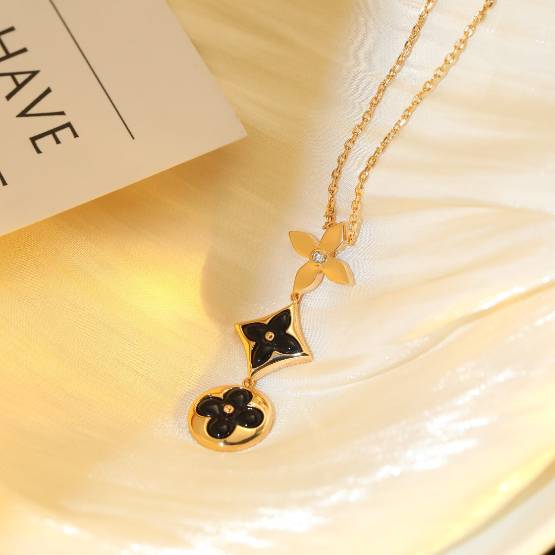 [Echo Fine ]STAR AND SUN ONYX PINK GOLD NECKLACE