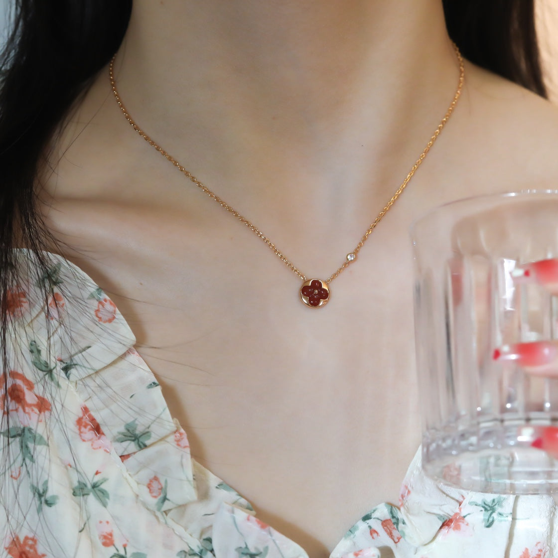 [Echo Fine ]SUN PEDANT PINK GOLD 1 DIAMOND NECKLACE