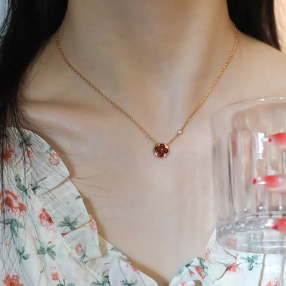 [Echo Fine ]SUN PEDANT PINK GOLD 1 DIAMOND NECKLACE