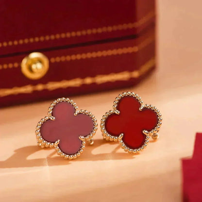 [Echo Fine ]CLOVER MEDIUM 1 MOTIFS CARNELIAN  EARRINGS