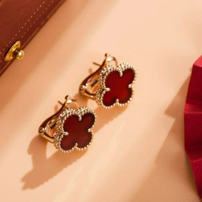 [Echo Fine ]CLOVER MEDIUM 1 MOTIFS CARNELIAN  EARRINGS