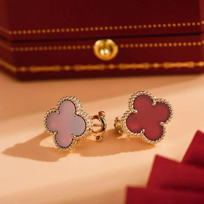 [Echo Fine ]CLOVER MEDIUM 1 MOTIFS CARNELIAN  EARRINGS