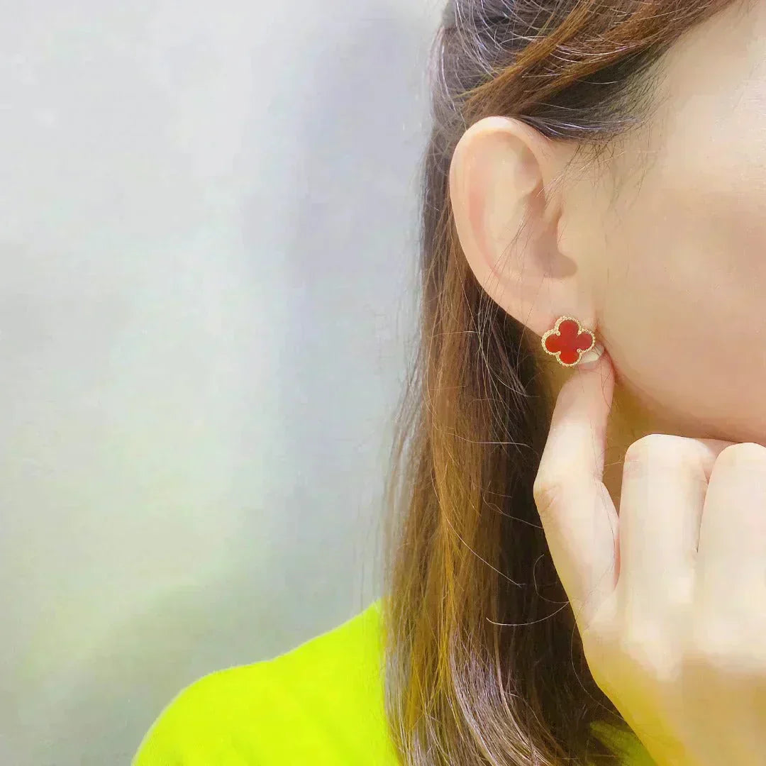 [Echo Fine ]CLOVER MEDIUM 1 MOTIFS CARNELIAN  EARRINGS