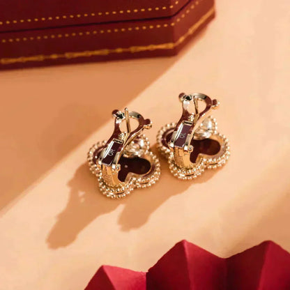 [Echo Fine ]CLOVER MEDIUM 1 MOTIFS CARNELIAN  EARRINGS