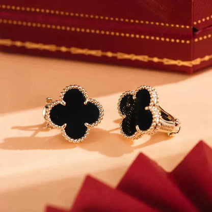 [Echo Fine ]CLOVER MEDIUM 1 MOTIFS  ONYX STUD EARRINGS