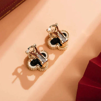 [Echo Fine ]CLOVER MEDIUM 1 MOTIFS  ONYX STUD EARRINGS