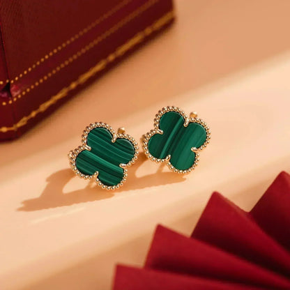 [Echo Fine ]CLOVER MEDIUM 1 MOTIFS MALACHITE  EARRINGS