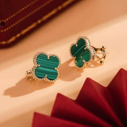 [Echo Fine ]CLOVER MEDIUM 1 MOTIFS MALACHITE  EARRINGS