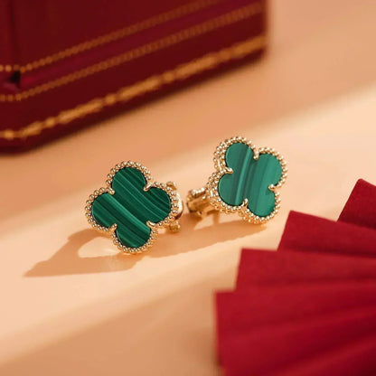[Echo Fine ]CLOVER MEDIUM 1 MOTIFS MALACHITE  EARRINGS